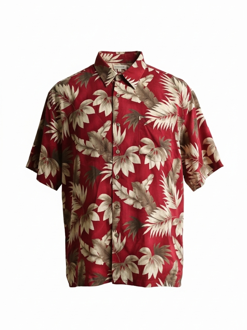 Pierre Cardin Red Floral Rayon Button-Down Shirt